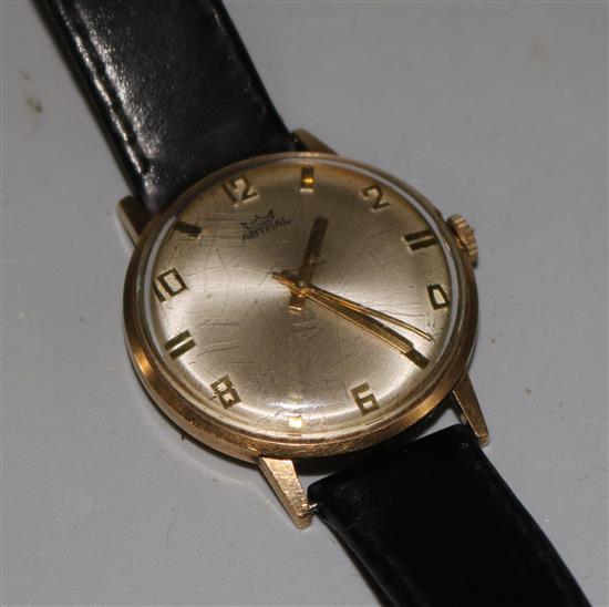 A gentlemans early 1970s 9ct gold Astral manual wind wrist watch,